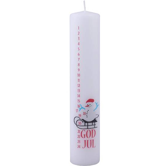 Advent Calendar Candle, Sledge Snowman 25cm